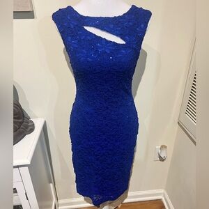 Roz & Ali Royal Blue Lace Mini Dress